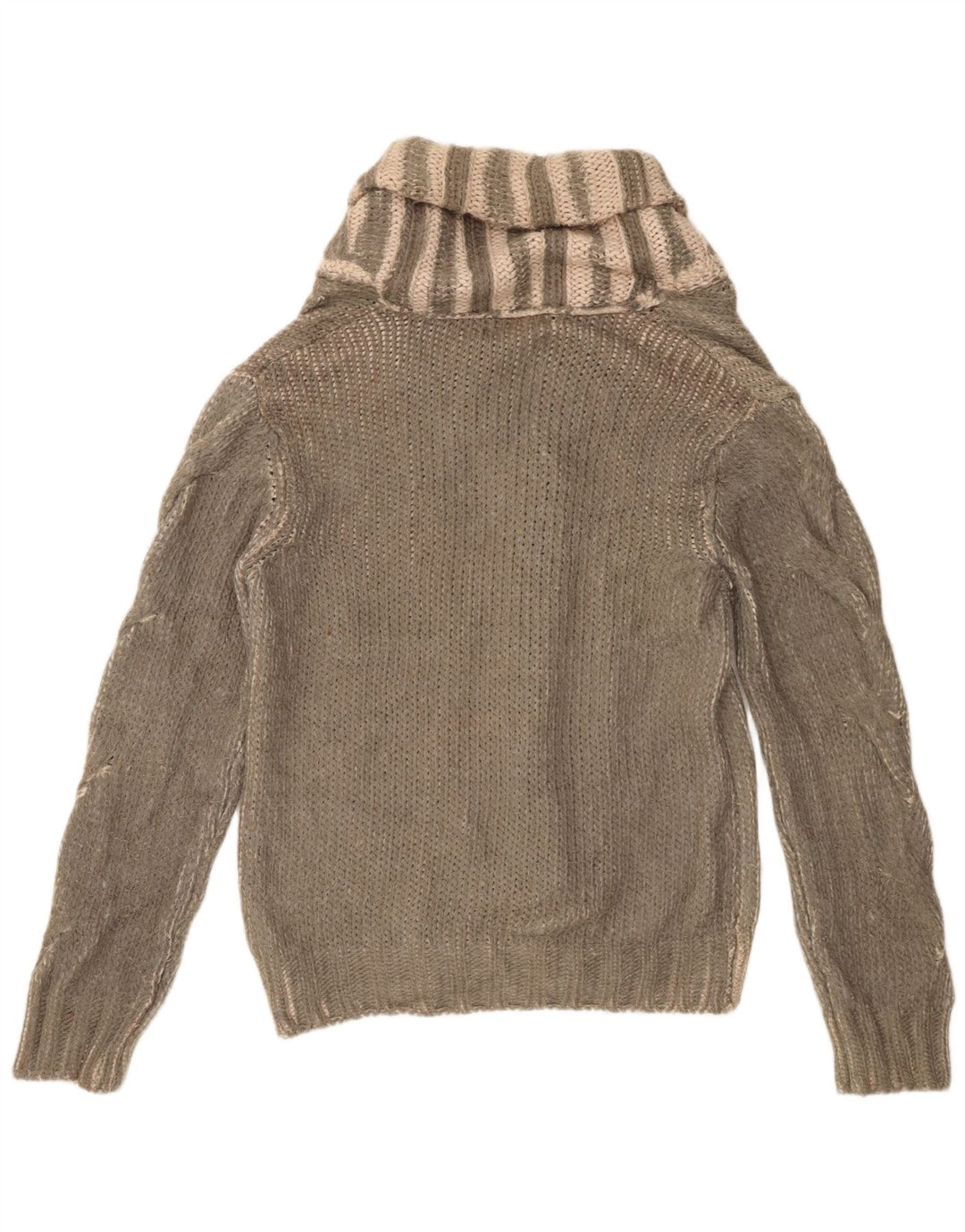 Zara Herren-Strickjacke, groß, grün gestreift, Acryl
