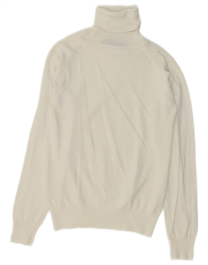 Zara Damen-Pullover mit Rollkragen, Gr. 10, Größe S, weiße Baumwolle
