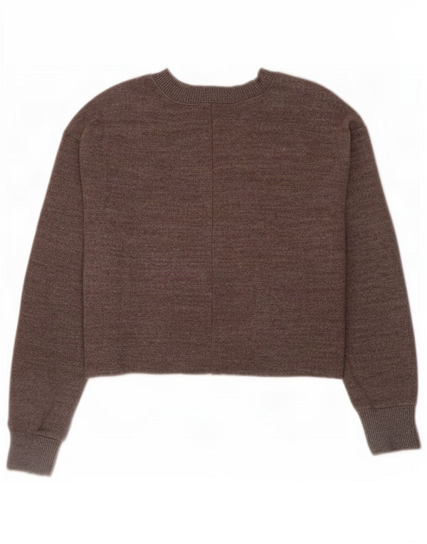 Zara Damen Crop Bluse Top UK 16 Large Graue Baumwolle