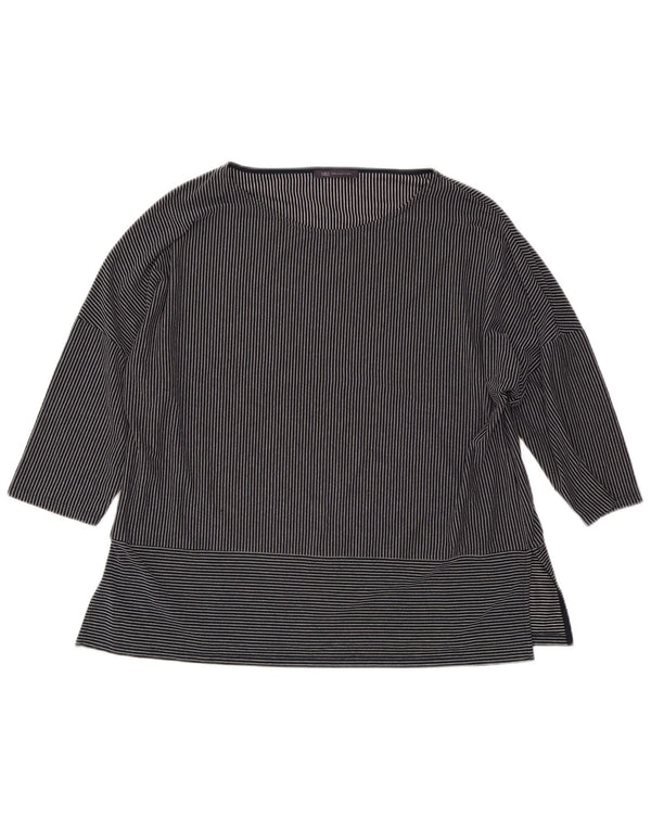 Marks & Spencer Damen Top 3/4 Ärmel UK 18 XL Marineblau Nadelstreifen