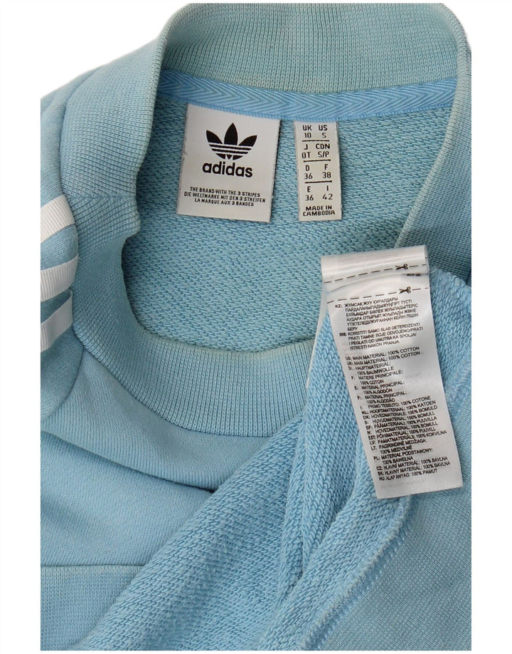 Adidas Damen Sweatshirt Pullover UK 10 Small Blaue Baumwolle