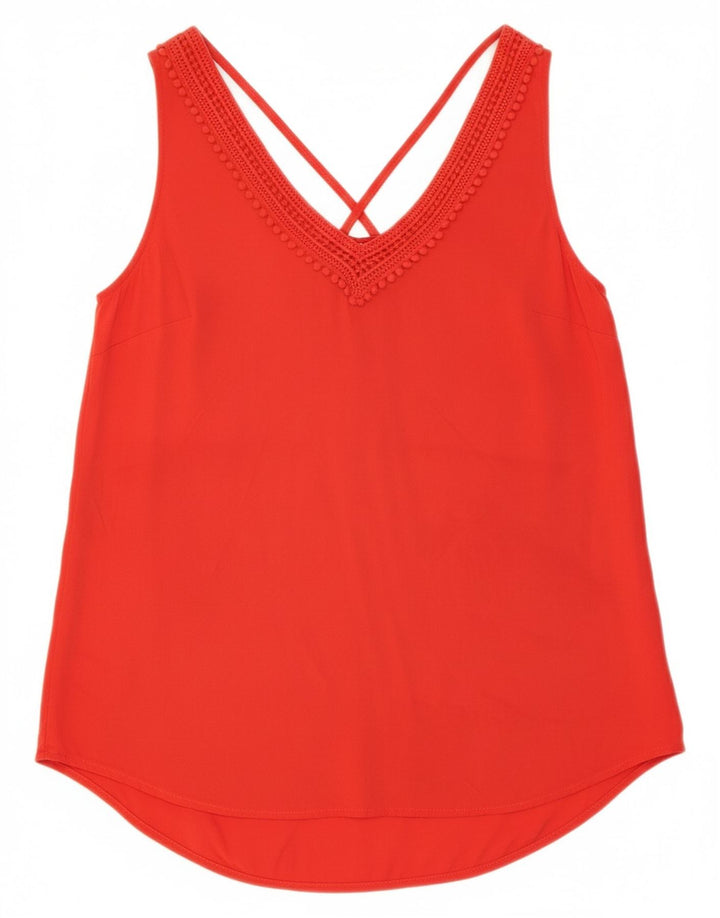 OASIS Womens Sleeveless Blouse Top UK 8 Small Red Viscose
