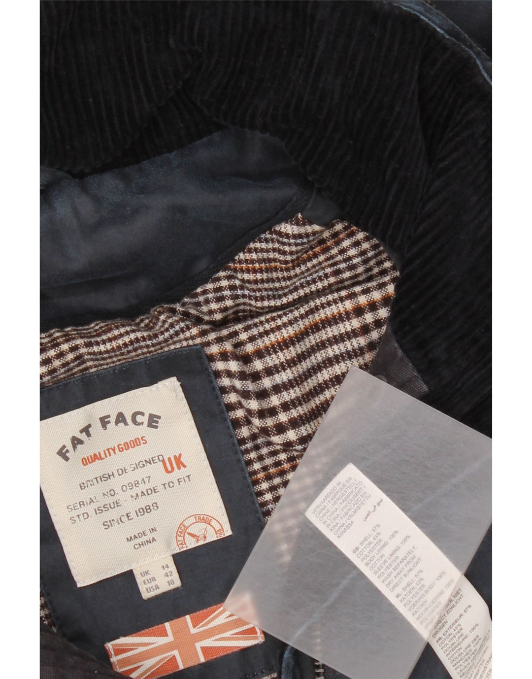 Fat Face Damen-Utility-Jacke mit Kapuze, UK 14, Größe L, Marineblau, Baumwolle