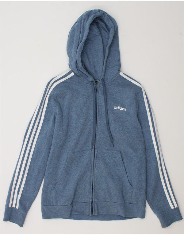 Adidas Damen Zip Hoodie Pullover UK 16/18 Große blau gefleckte Baumwolle