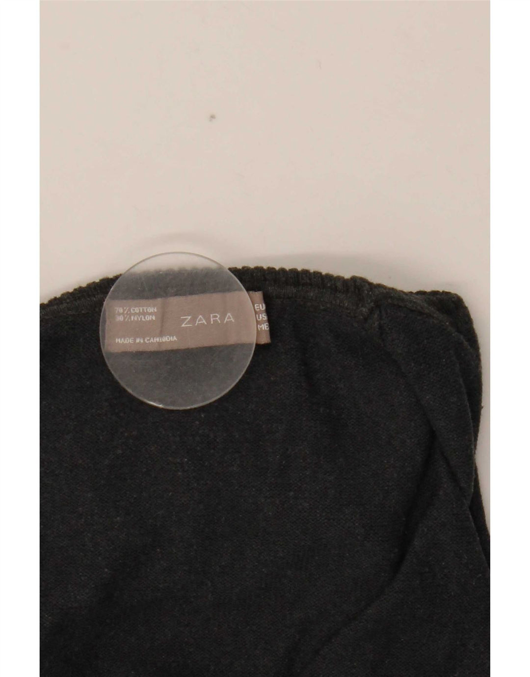 Zara Damen Crop Rollkragenpullover Pullover UK 12 Mittelgraue Baumwolle