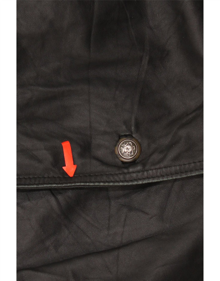 Bizzarro Herren 3-Knopf-Blazerjacke IT 54 2XL Schwarzes Leder