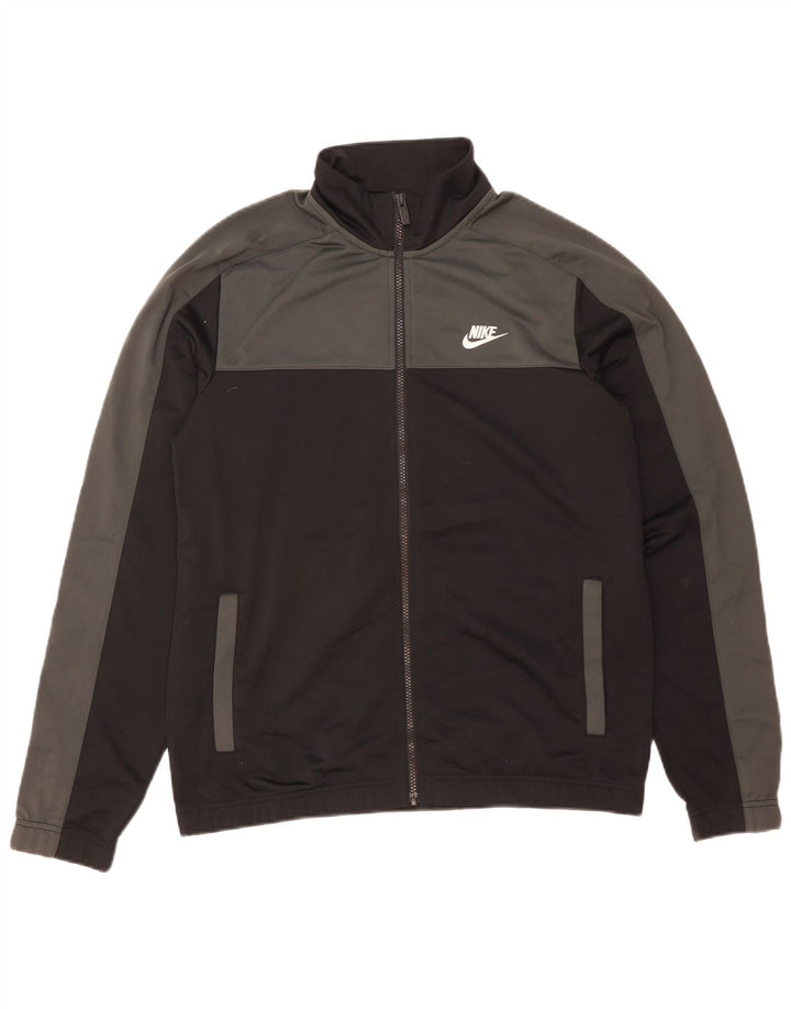 Nike Herren-Trainingsanzug-Top-Jacke aus mittelschwarzem Colourblock-Polyester