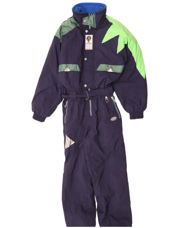 Vintage Herren-Skioverall IT 48 Medium Navy Blue Colourblock Polyamid