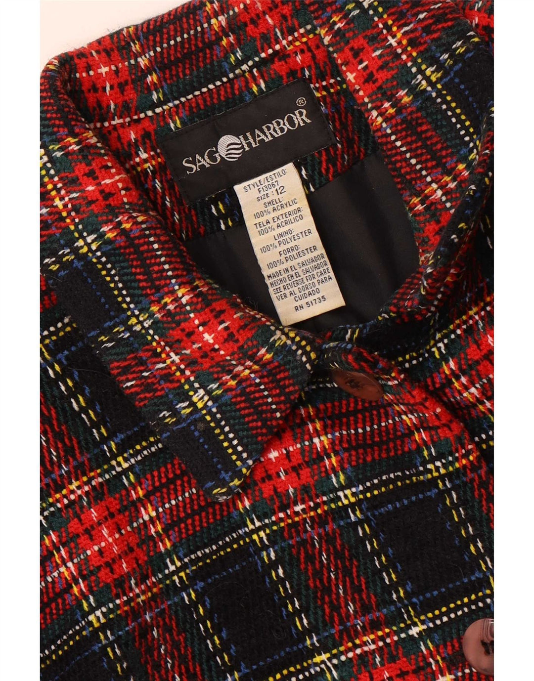 Sag Harbor Damen-Blazerjacke mit 4 Knöpfen, Größe M, mehrfarbig, kariert