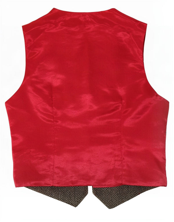 Vintage Damen Weste UK 14 Mittelbraun Fischgrätenmuster