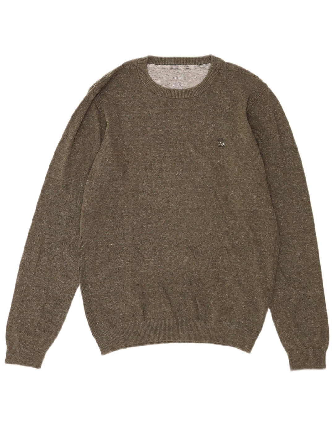 Diesel Herren-Pullover mit Rundhalsausschnitt, Mittelkhaki meliert
