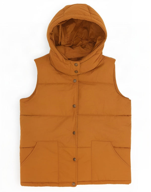 Fat Face Damen-Kapuzen-Übergröße, wattierte Weste, UK 10, Größe S, Beige, Polyester