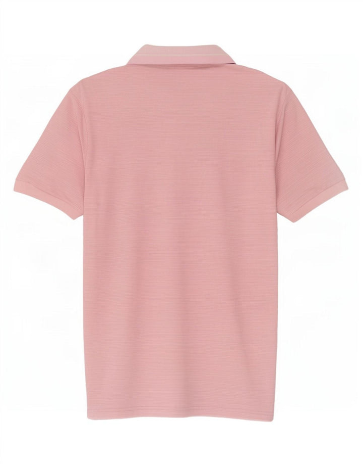 Calvin Klein Herren-Poloshirt aus mittelrosa Nadelstreifen-Polyester