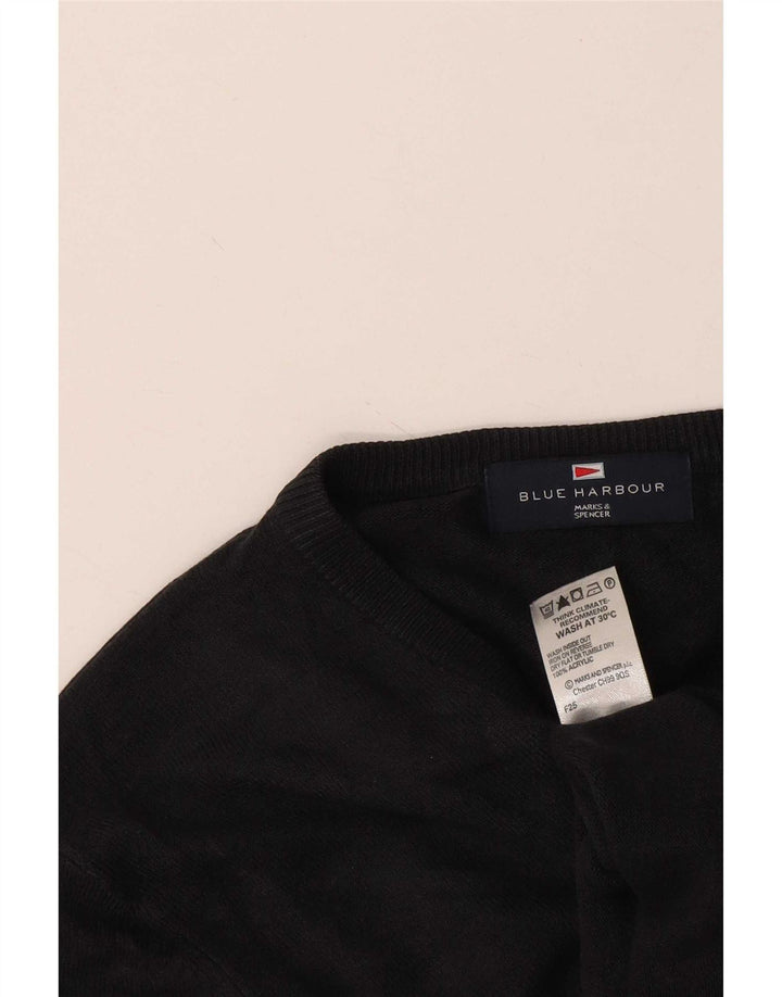 Marks & Spencer Herren Blue Harbor V-Ausschnitt Pullover Pullover Small Schwarz Acryl