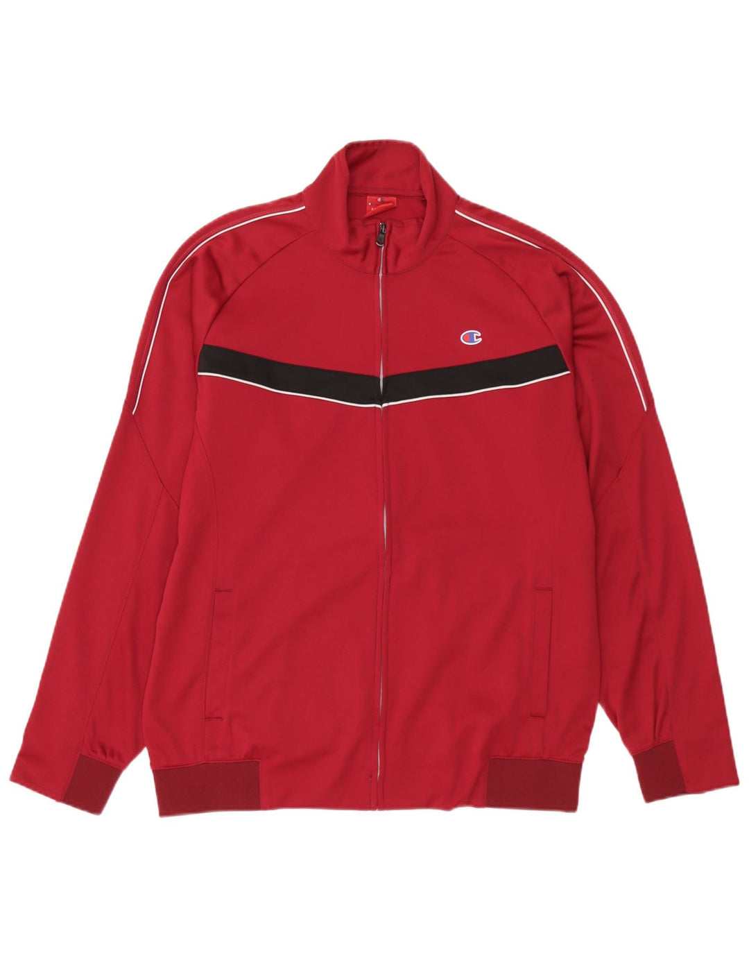 Champion Herren-Trainingsoberteil, Jacke, 2XL, rotes Farbblock-Polyester