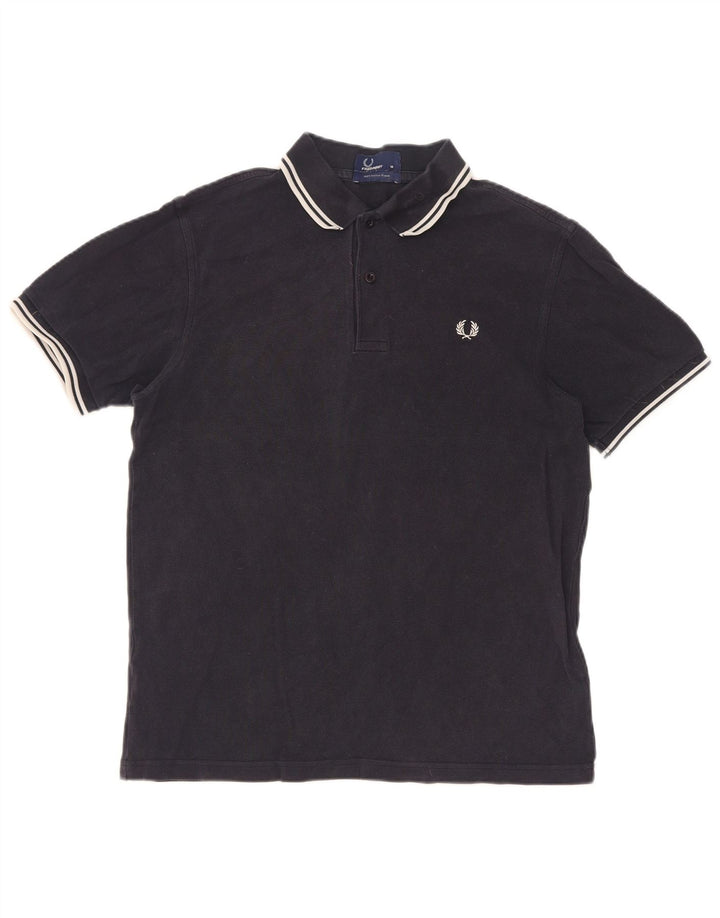 Fred Perry Herren-Poloshirt aus mittelblauer, gestreifter Baumwolle