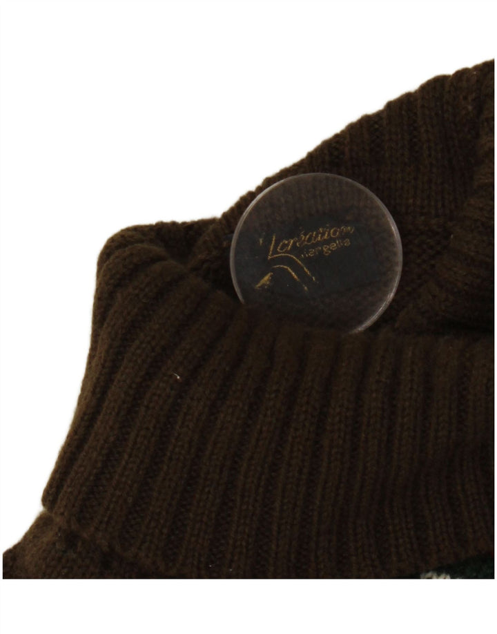 VINTAGE Herren Rollkragenpullover Pullover Small Khaki Fair Isle