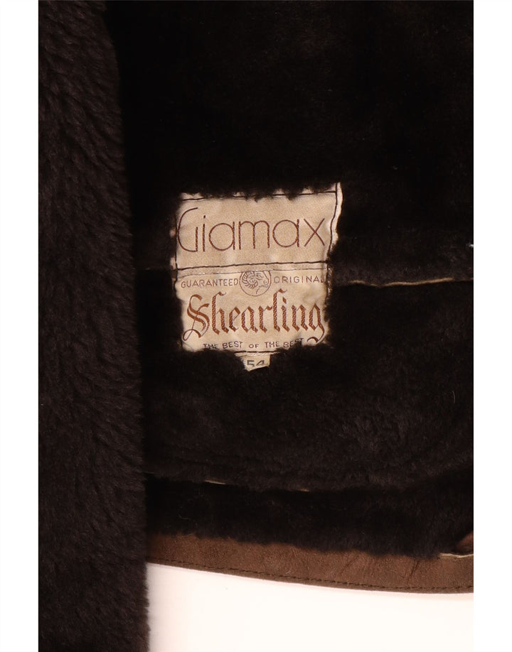 Giamax Herren Shearling Jacke IT 54 2XL Braunes Shearling