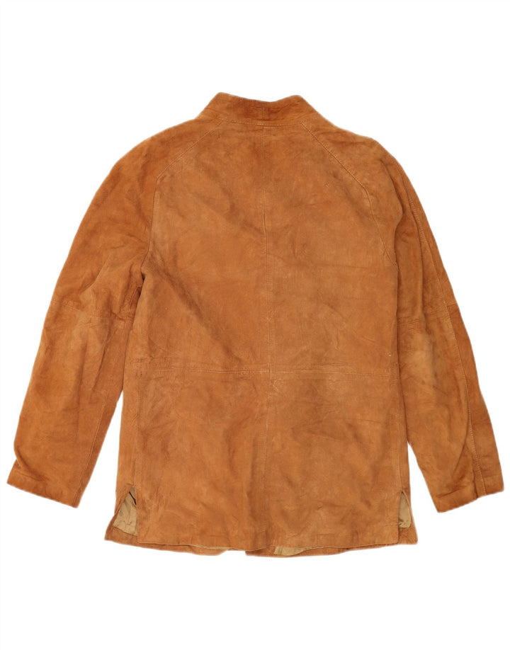 VINTAGE Damen Wildlederjacke UK 14 Mittelbraunes Leder
