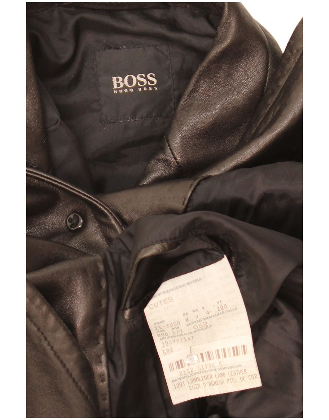Hugo Boss Herren 3-Knopf-Lederblazer EU 52 XL Schwarzes Leder