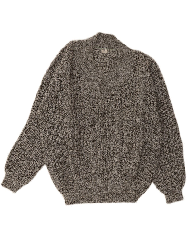 Vintage Herren Pullover mit V-Ausschnitt IT 50 Mittelgrau meliert