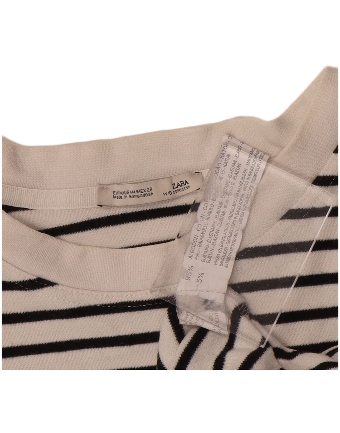 Zara Damen Langarmshirt Langarm UK 14 Mittelweiß gestreift nautisch