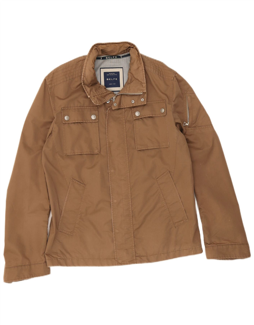 Belfe Herren-Utility-Jacke UK 42 XL Beige Baumwolle