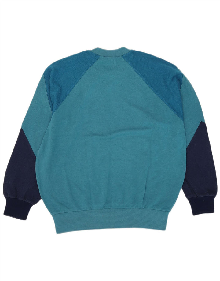 Ennerre Herren-Sweatshirt-Pullover, groß, blaue Farbblock-Baumwolle