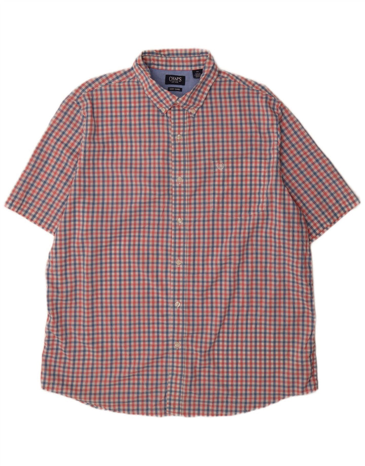 Chaps pflegeleichtes Herren-Kurzarmhemd 2XL, rosa Gingham-Baumwolle