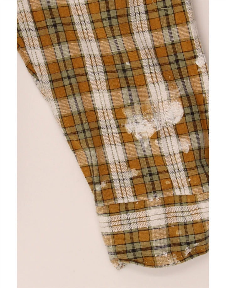 VINTAGE Mens Flannel Shirt Size 43 Large Yellow Check