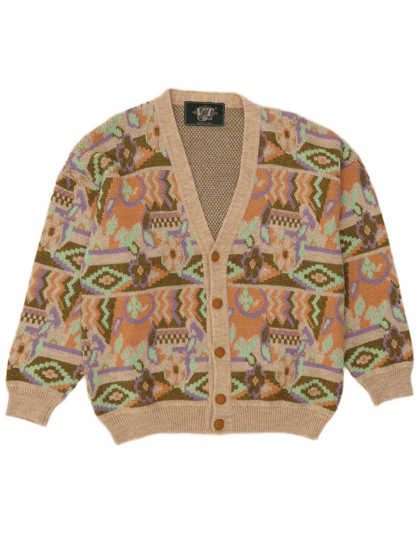 Vintage Herren Cardigan Pullover Medium Mehrfarbig Geometrisch Acryl