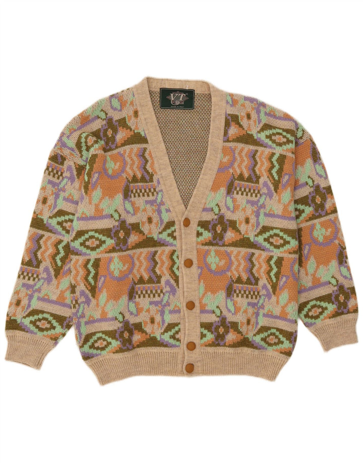 Vintage Herren Cardigan Pullover Medium Mehrfarbig Geometrisch Acryl
