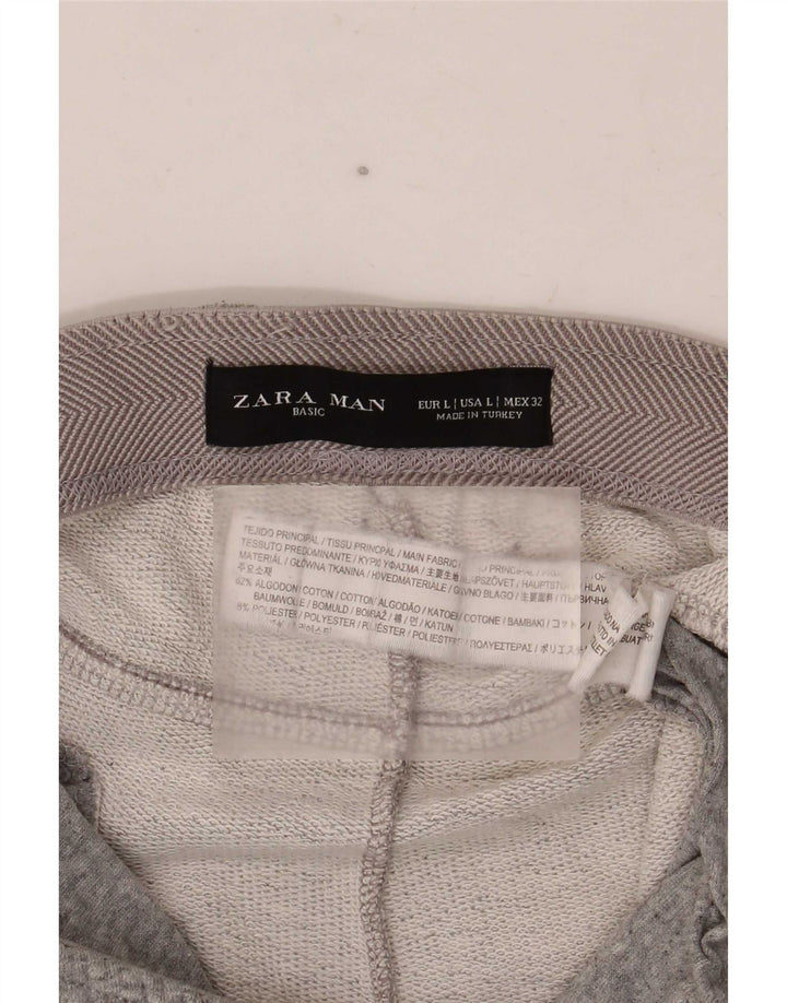 Zara Herren-Trainingshose, Jogginghose, groß, grau gefleckte Baumwolle