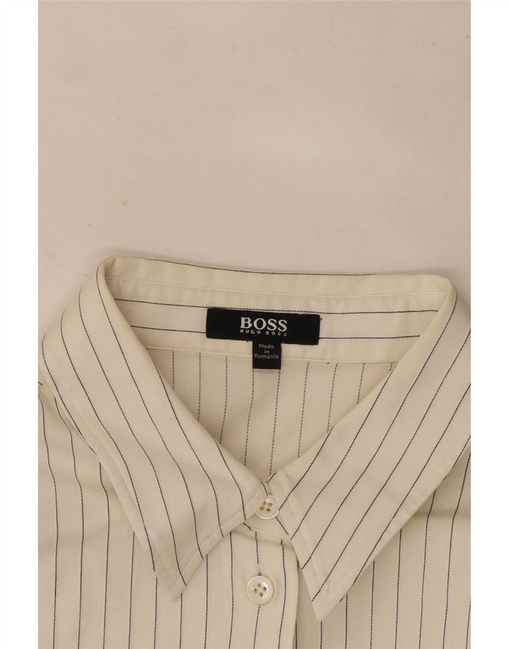 Hugo Boss Damenhemd UK 12 Mittelweißer Nadelstreifen