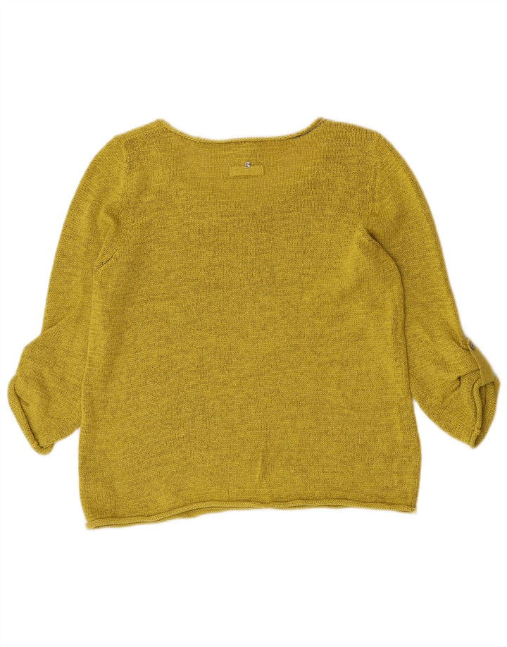 White Stuff Damen-Pullover mit 3/4-Ärmeln und U-Boot-Ausschnitt, Gr. 14, Mittelgrün