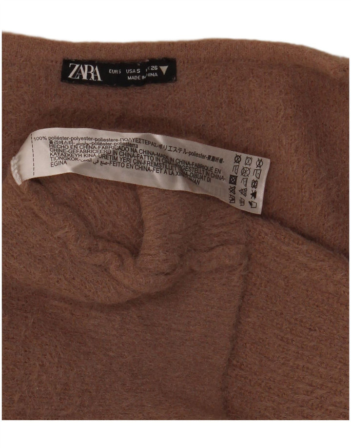 Zara Damen-Pullover, übergroß, V-Ausschnitt, Gr. 10, Größe S, braun, Polyester