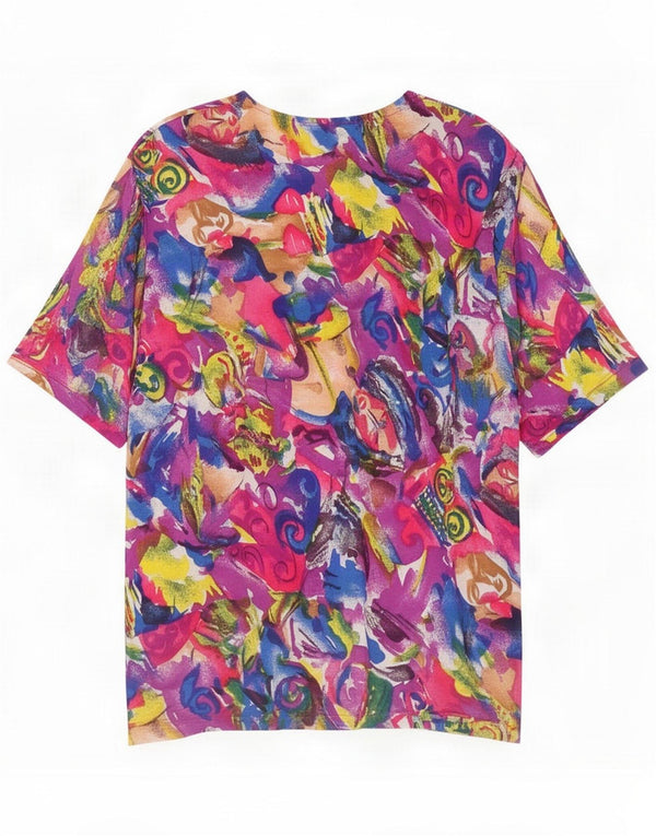 Vintage Damen Bluse Top UK 18 XL Mehrfarbig Geometrisch