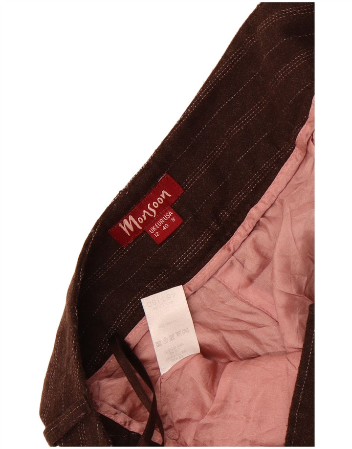 Monsoon Damen Bootcut Freizeithose UK 12 Medium W32 L31 Braune Nadelstreifen