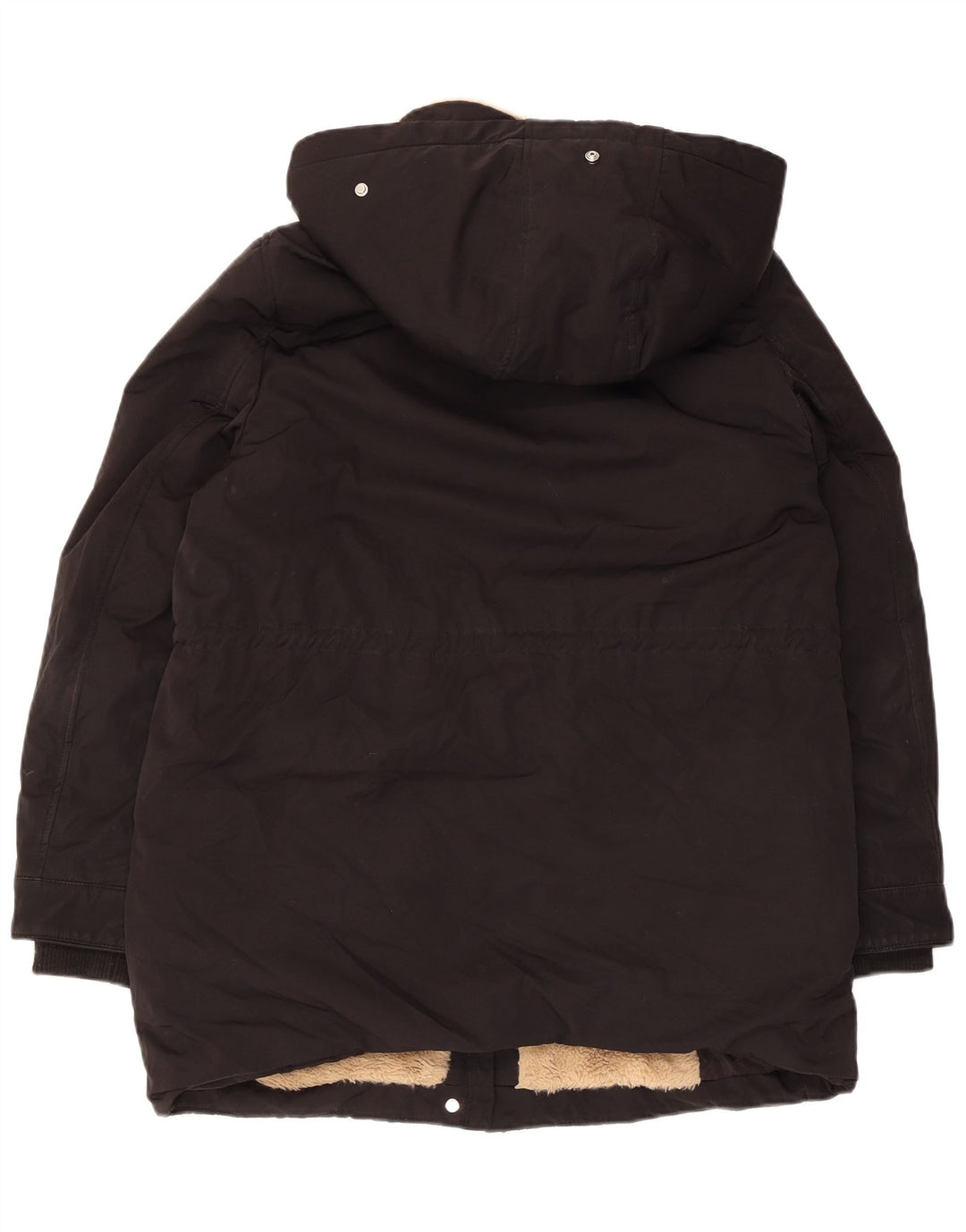 Zara Damen-Parka mit Kapuze, UK 14, Mittelschwarz, Polyester