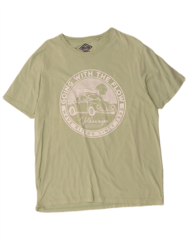 Fat Face Herren-T-Shirt mit Grafik, Größe L, Grün, Baumwolle