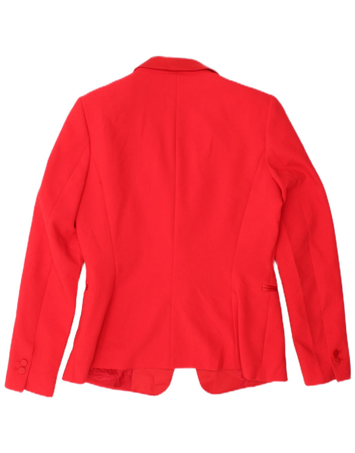 ZARA Damen 1-Knopf-Blazer-Jacke, UK 14, großes rotes Polyester