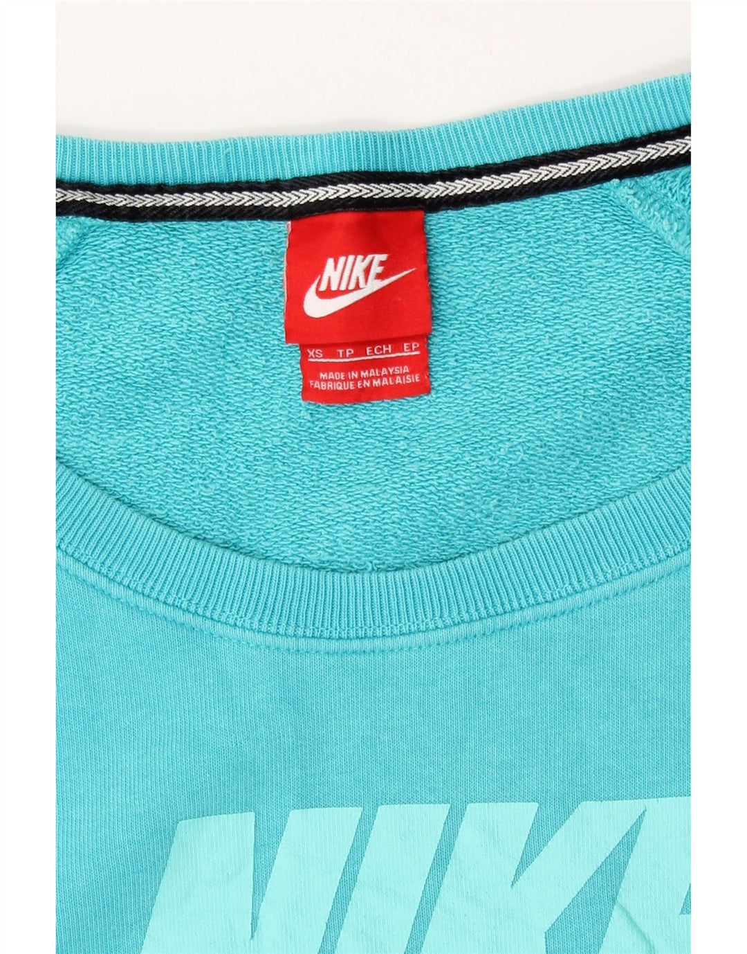 Nike Womens Graphic Oversized Sweatshirt Pullover UK 6 XS Blaue Baumwolle