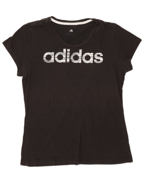 Adidas Damen Graphic T-Shirt Top UK 12 Medium Schwarz