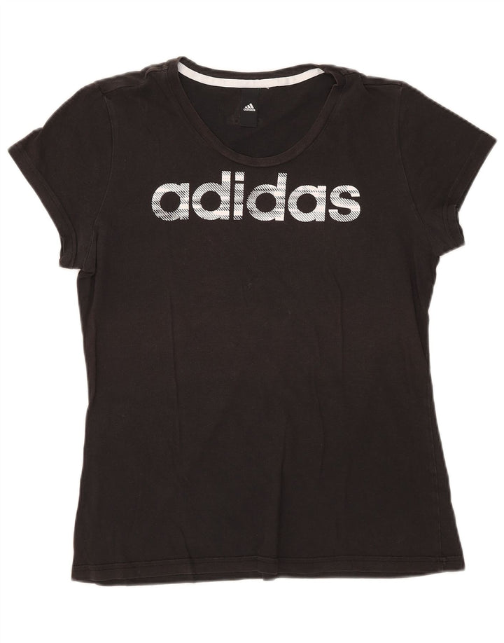 Adidas Damen Graphic T-Shirt Top UK 12 Medium Schwarz