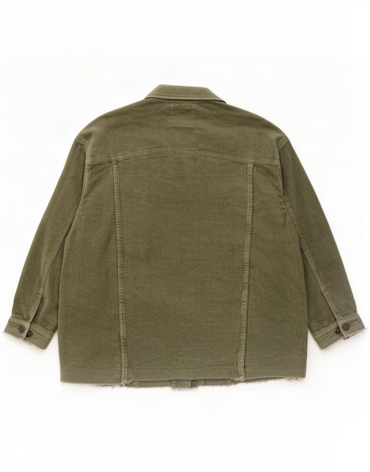 Zara Damen Übergroße Cordjacke UK 10 Small Khaki Baumwolle