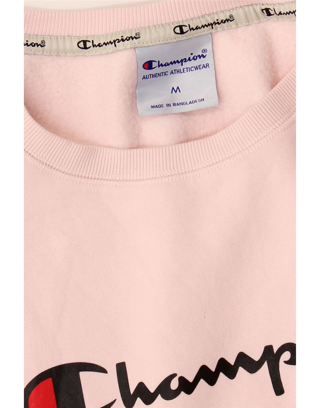 Champion Womens Graphic Sweatshirt Pullover UK 14 Mittelrosa Baumwolle
