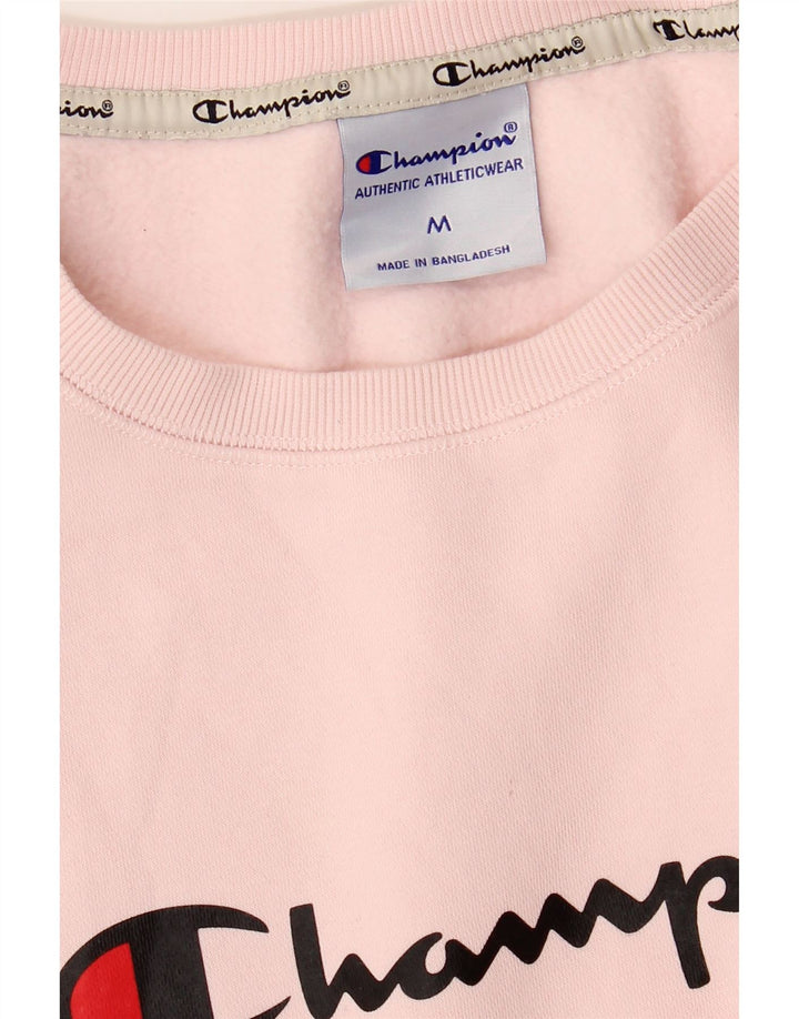 Champion Womens Graphic Sweatshirt Pullover UK 14 Mittelrosa Baumwolle