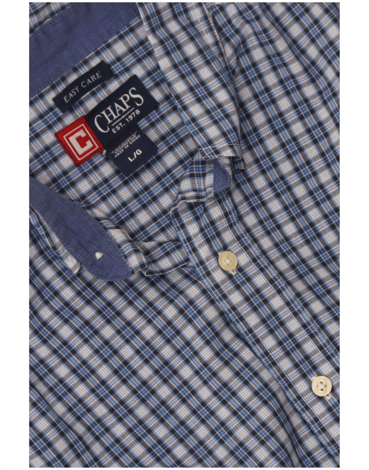 Chaps Herren-Hemd, pflegeleicht, kurzärmelig, groß, blau kariert, Baumwolle