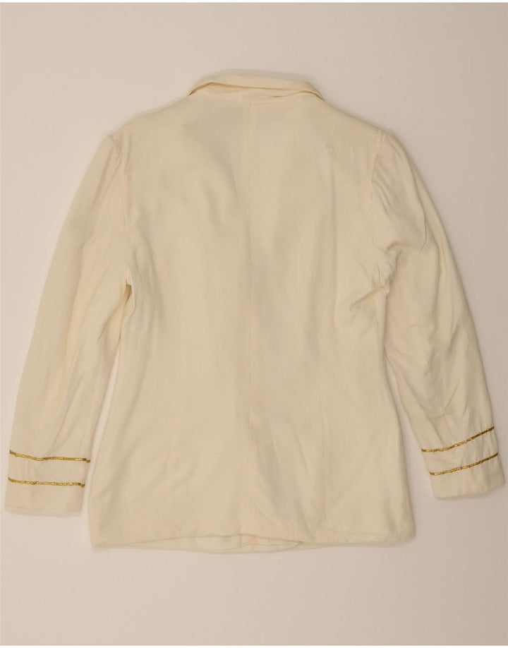 VINTAGE Womens Double Breasted Blazer Jacket UK 12 Medium Off White Vintage Vintage and Second-Hand Vintage from Messina Hembry 