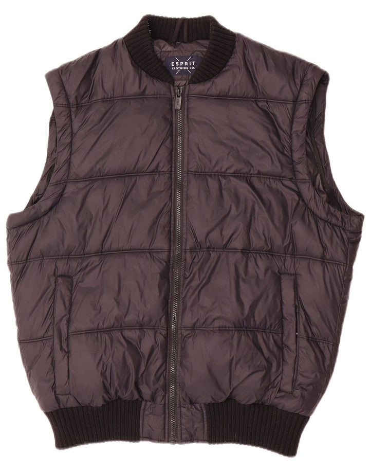 Esprit Herren Wattierte Weste UK 40 Large Schwarz Polyester